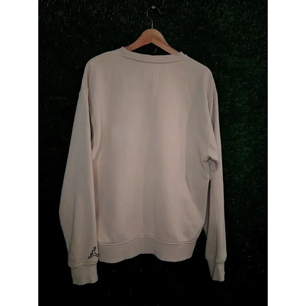 Nike Air Jordan Essential Holiday Plaid Fleece Crewneck Sweatshirt Rattan Men's